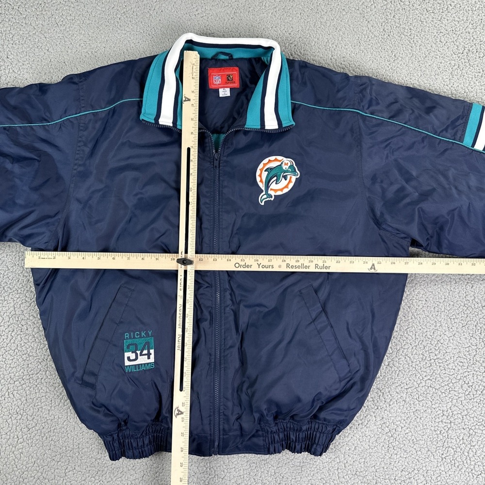 VTG NFL Players INC Miami Dolphins Ricky Williams Jacket Men XL Blue Embroidered - Picture 6 of 16